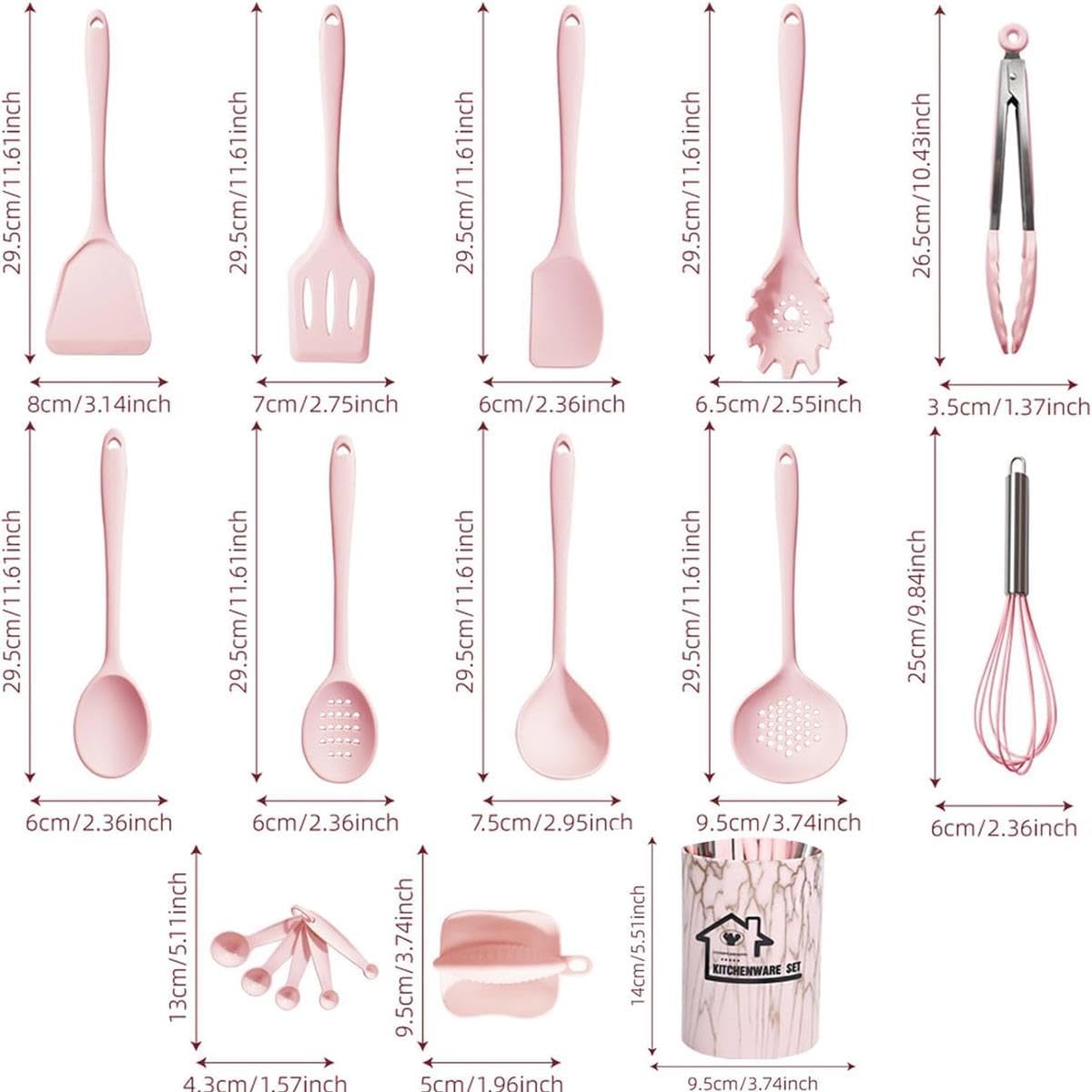 (Pink) 22Pcs Utensil Set