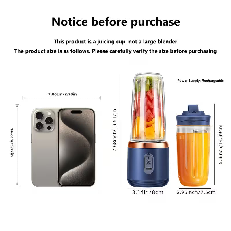 6-Blade, 2-In-1 Portable Electric Juicer/Blender