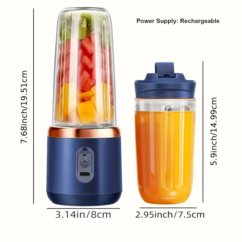 6-Blade, 2-In-1 Portable Electric Juicer/Blender