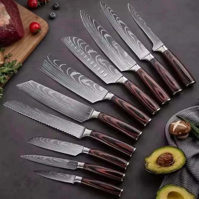 9Pcs Stainless Steel Kitchen Knife Set