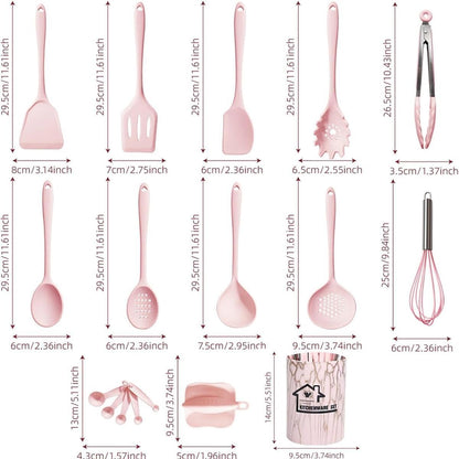 (Pink) 22Pcs Utensil Set