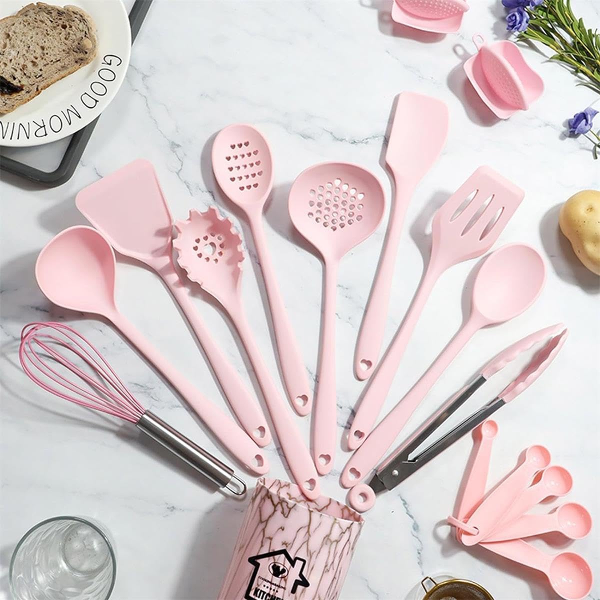 (Pink) 22Pcs Utensil Set