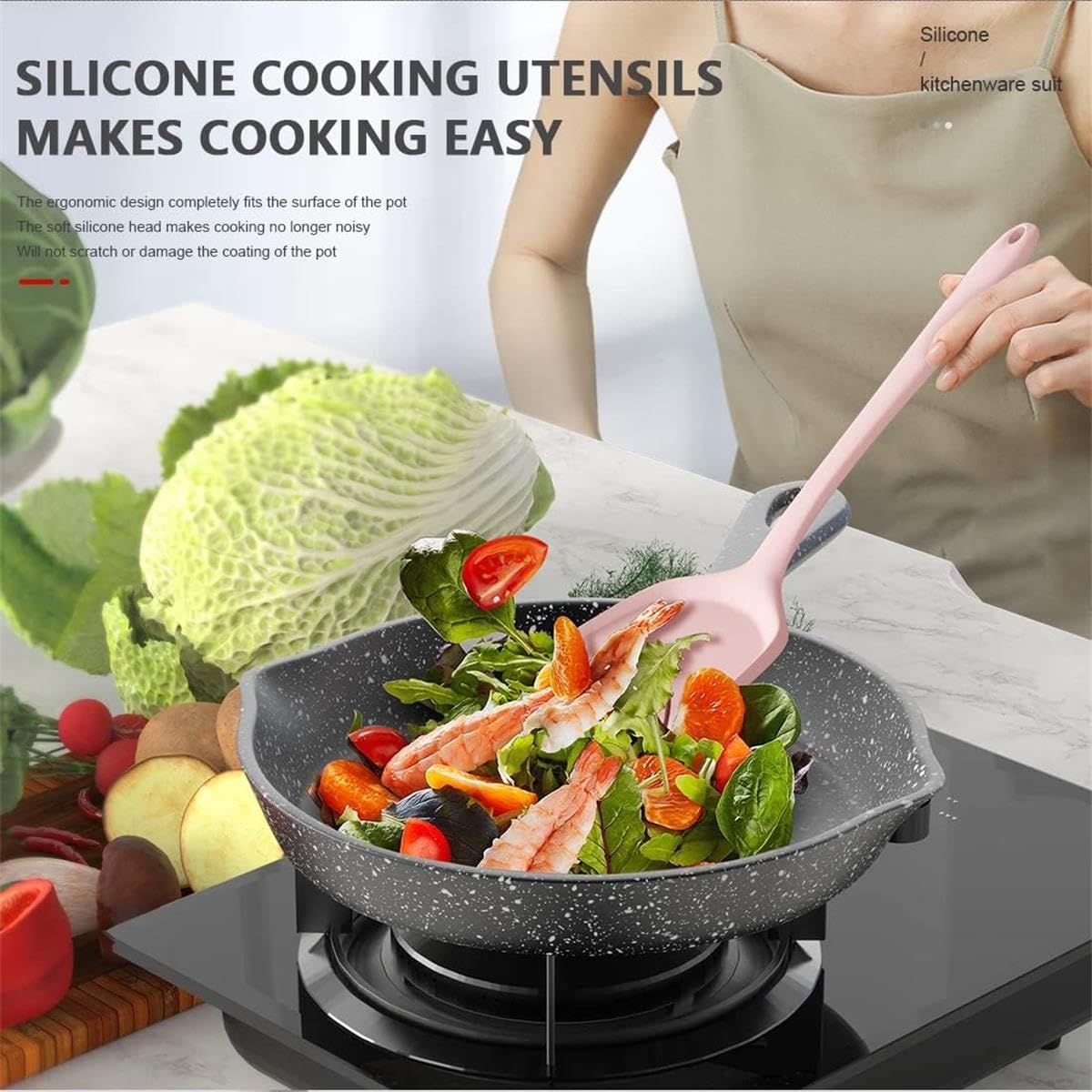 (Pink) 22Pcs Utensil Set