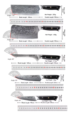 12Pcs/Set Damascus Japanese Chef Knives