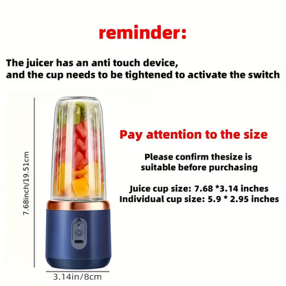 6-Blade, 2-In-1 Portable Electric Juicer/Blender