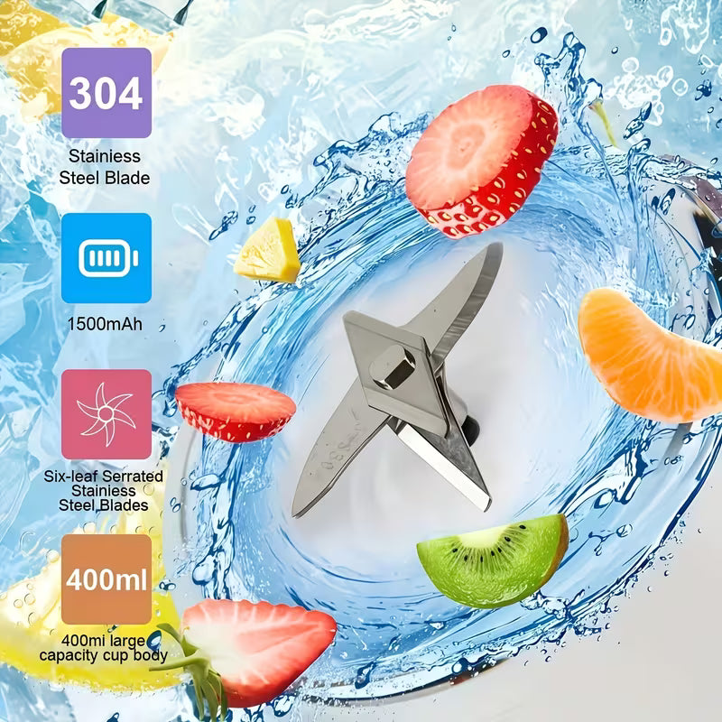 6-Blade, 2-In-1 Portable Electric Juicer/Blender